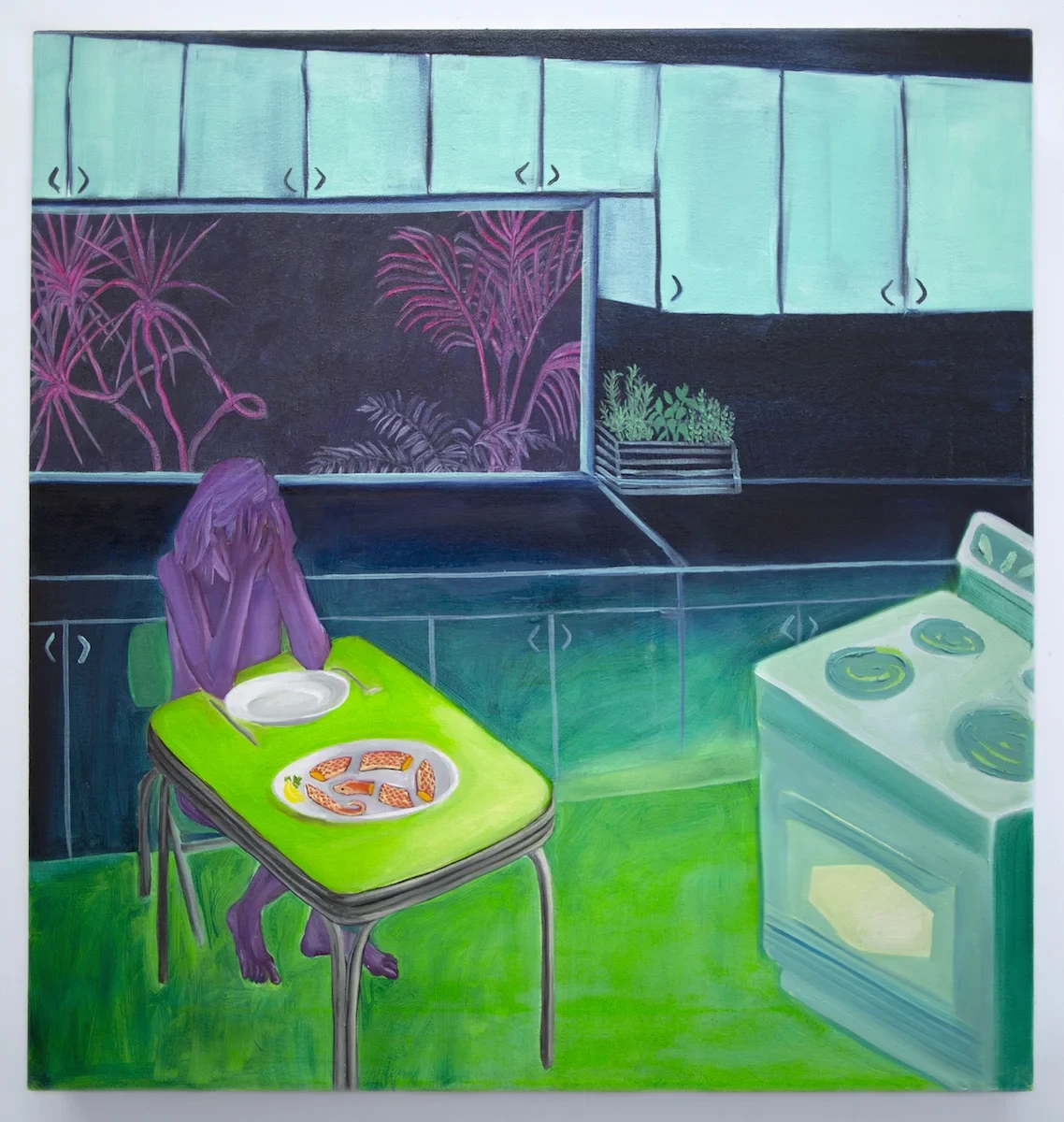 Snake Spa, Oil and Acrylic on Canvas, 18”x24”, 2017